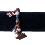 Vintage Patriotic Stretch Charm Bracelet Red White Blue Stars & Stripes Flags Photo 4