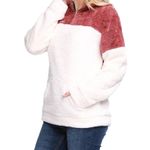 NWT Doublju Women's Soft Teddy Fleece Quarter Zip Pullover with Pocket Size 1X Pink Photo 2