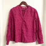 Soft Surroundings Womens Shirt Blouse Mauve Embroidered 3D Flower Size Medium Photo 1
