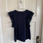 joe's jeans NWT Joe’s navy blue eyelet flutter sleeve top size large Photo 5