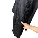 Eileen Fisher Rumpled Trench Coat Women’s Size Small Black Cotton Nylon Metallic Photo 9