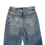 ZARA  High Waisted Wide Leg Raw Hem Ripped Knee Jeans, Sz 6 Photo 8