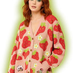 Her Universe Rare! Strawberry Shortcake Allover Strawberry Print Women's Cardigan Photo 0