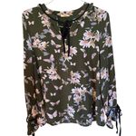 Entro Women’s Small ruffle long sleeve Boho Feminine floral top Bishop Sleeves Photo 0