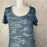 Monrow Camo Tee Shirt Dress Succulent Green Short‎ Sleeve Ruched Size US Small Photo 4