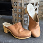 UGG  Brown Leather Mules with Wooden Sole Photo 0