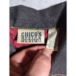 Vtg 1990s Chico's Dark Blue Denim Floral Embroidered Full Zip Jacket Sz 1 M Size M Photo 3