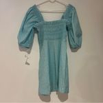 Ganni NWT Shirred Floral Cotton Poplin Mini Blue Cottagecore Farmhouse Sun Dress Photo 5