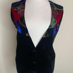 Vintage Crazy Quilt Patch Coastal Cowgirl Vest Large velvet Red Photo 0