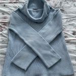Mari Philippe baby blue 100% cotton cowl neck substantial heavy sweater, size S Photo 14