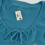 Aeropostale  Womens Stretch Long Sleeve Tie-Front Cropped Top‎ Blue Small NWT Photo 1