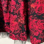 Hot Topic  MED red & black floral swing halter dress scalloped bust trim pin up Photo 12