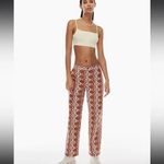 Aritzia Sun-deh Jaden 70's Vector Blue Geo Floral Twill Cotton Pant wide leg 12 Photo 2