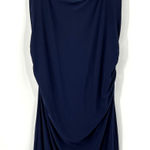 Marina Navy Blue Sleeveless Square Scoop Neck Draped‎ Jersey Mini Dress Size L Size L Photo 0