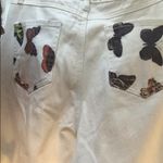 Romwe  Women’s Trendy Contrast Butterfly Print Tapered Fit White Denim Jeans Photo 4