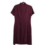 Austin Reed Burgundy High Neck Short Sleeve Worsted Wool Dress Vintage Size 10 Red Photo 1