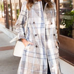 Something Navy  plaid trench coat Photo 0