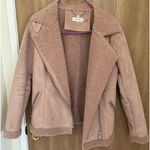 Calvin Klein Faux Shearling Suede Fur Jacket Blush Coat Photo 0