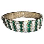 Elegant Green and white rhinestone stretchy wide wrist bracelet . New Photo 4