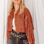 Agp apparel Crop Leopard Print Denim Jacket  Photo 0