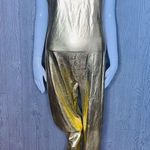 Gold metallic skinz tank top long pants jump suit fitted stretch extra large Size XL Photo 0