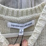 Cupcakes and Cashmere Boho Cozy Sweater Large Cream Cable Knit Fringe Wool Blend Photo 6