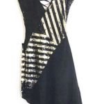 Bebe Dress S NWT Sequin Asymmetrical Sheer Lace Up Holiday New Years Gold Photo 5