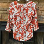 Fun 2 Fun size small Maley relaxed summer floral blouse v-neck red orange white Photo 5