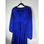 Kate And Lily Royal Blue Boho Casual Puffer Sleeve Tiered Midi Dress Size 8 Photo 1