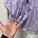 byTiMo Womens Puff Sleeve Poplin Blouse Small Cotton Button Boho Cottage Fairy Purple Photo 3