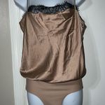 Cami NYC  The Romy Silk Beige Bodysuit With Black Lace medium Photo 0