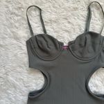 Edikted Dress Shae Cups Cut-Out Mini Ribbed Bodycon Olive Sz S NWT New Photo 6