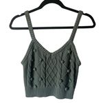 Forever 21 Green crochet pom pom crop tank top size large Photo 0