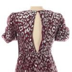 AQUA  Metallic Leopard Print Dark Red Mini Dress Short Puff Sleeves Size M NWT Photo 7