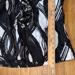 Grace Elements  100% Linen Black and White Abstract Ruffle Blouse Sleeveless sz8‎ Photo 5
