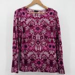 Talbots Womens 100% Merino Wool Long Puff Sleeve Floral Print Sweater Large Photo 1