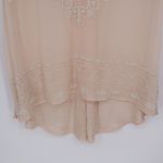 Free People  Beaded V Neck Sleeveless Sheer Blouse Peach M Photo 4