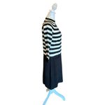 Calvin Klein  Sweater Dress Mock Neck Black White Stripes Womens Medium New Photo 3