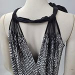 Mark & James Glittery Sequin Dress Womens M Black Silver Halter Tie Neck Mini Size M Photo 8