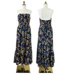 Anthropologie The Somerset Strapless Maxi Dress Blue Patte Floral Size Large NWT Photo 9