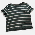 American Eagle Dark Green & White Striped Tee, Size Small Photo 0