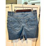 EXPRESS  Denim Midi High‎ Rise Raw Hem Jean Shorts Womens Size 8 Photo 2