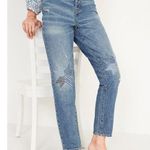 Old Navy NEW  Higher High-Waisted Button-Fly Straight Patchwork Non-Stretch Jeans Photo 0