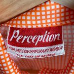 Vintage 70s Blouse Bright Orange Women's Square‎ Buttons Dagger Collar Shirt Top Photo 3