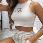 White Fox Boutique  Golden Girl Crop Tank Charcoal Photo 0