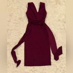 Dress the Population NEW Alessia V-Neck Tie Waist Crepe Midi Dress sz XS Photo 2