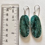 Natural Genuine Turquoise Gemstone Sterling Silver Earrings Photo 4