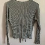 Caution to the Wind Green & White Striped V-Neck Knot Top Photo 2