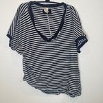 We The Free  Striped V-neck Distressed Asymmetrical Stretchy T-shirt EUC Sz Sm Photo 0