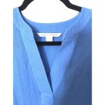 Diane Von Furstenberg  Cotton Crepe Roll Tab Sleeve Blouse Blue‎ Size 0 EUC Photo 1
